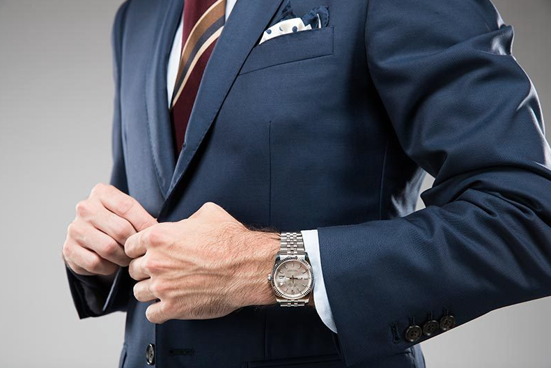 rolex datejust with suit